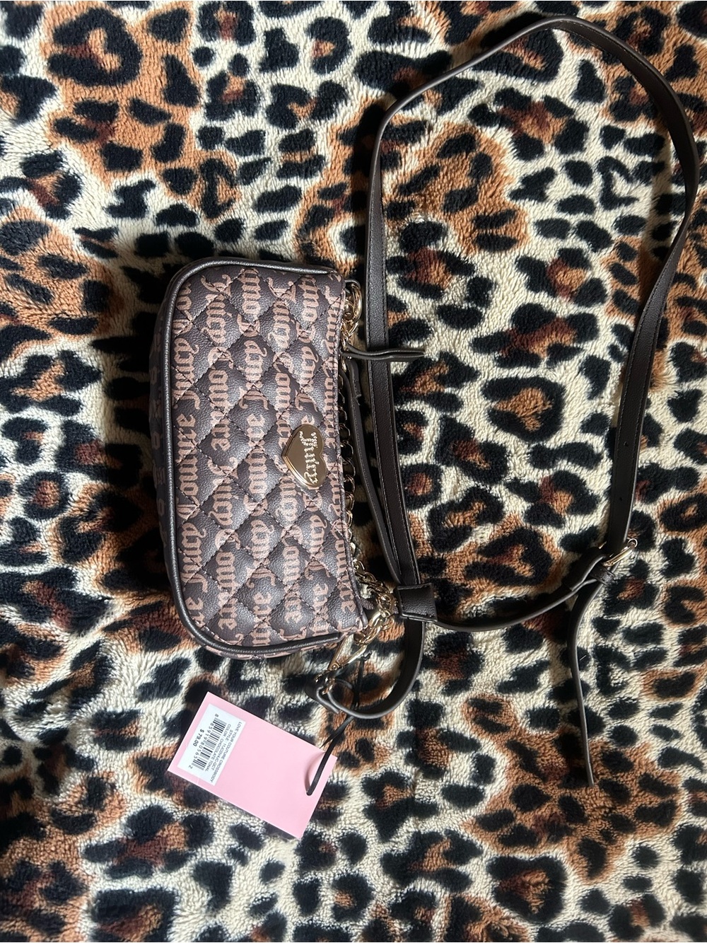 Juicy Couture Brown Logo Quilted Crossbody Bag